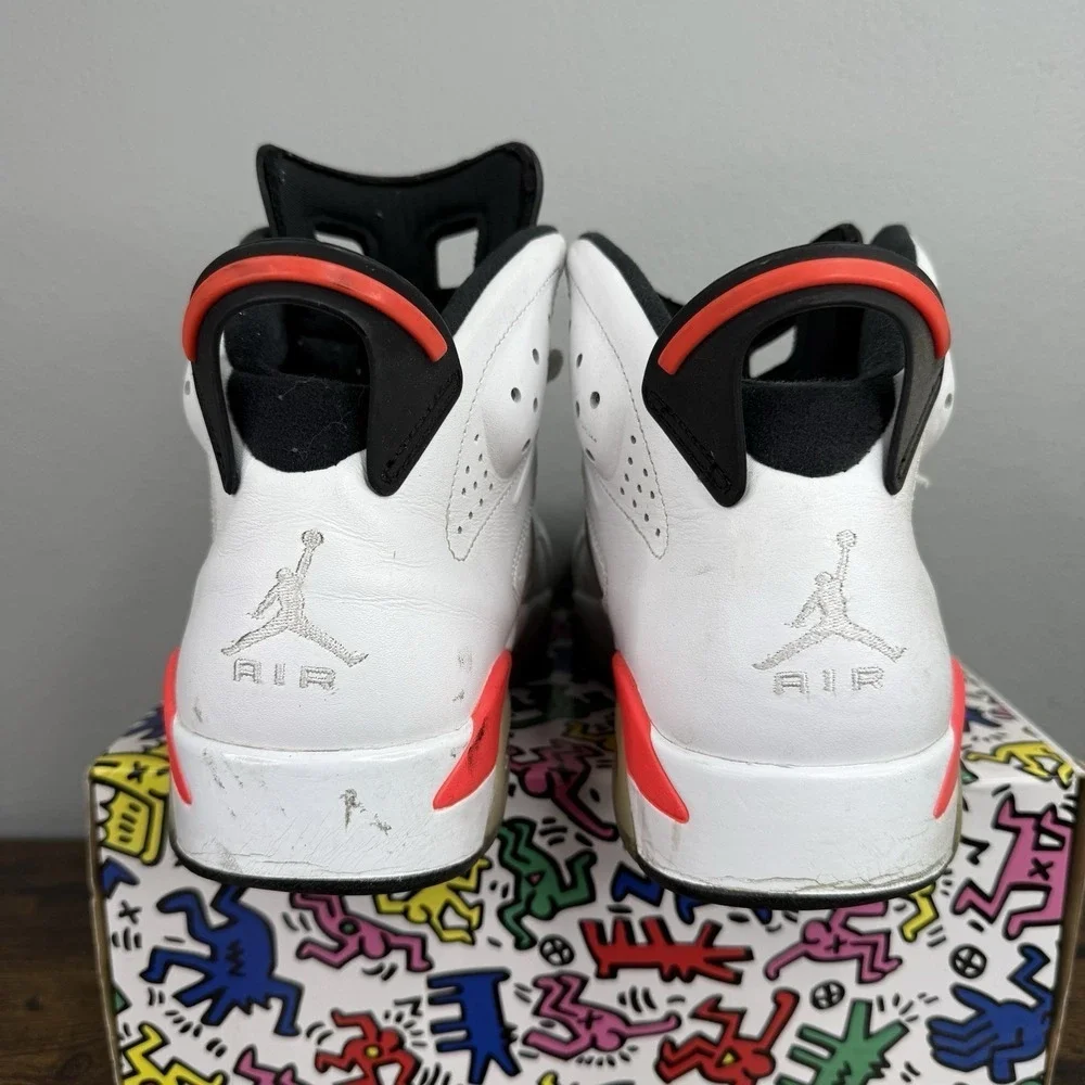 2013 Nike Air Jordan 6 Retro Infrared White 384664-123 Size 9 Basketball Shoes